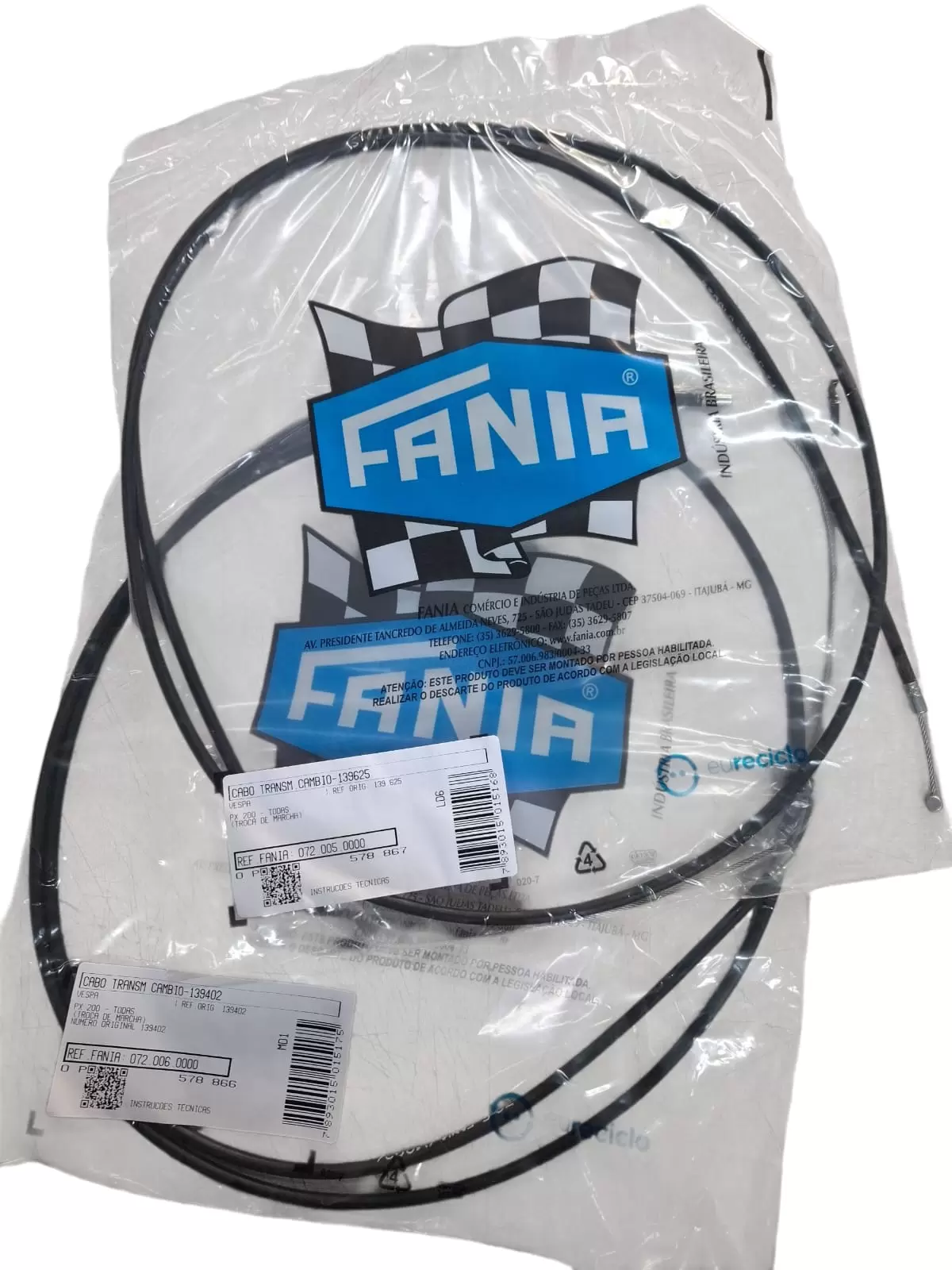 Cabo completo de transmissao de cambio vespa px 200